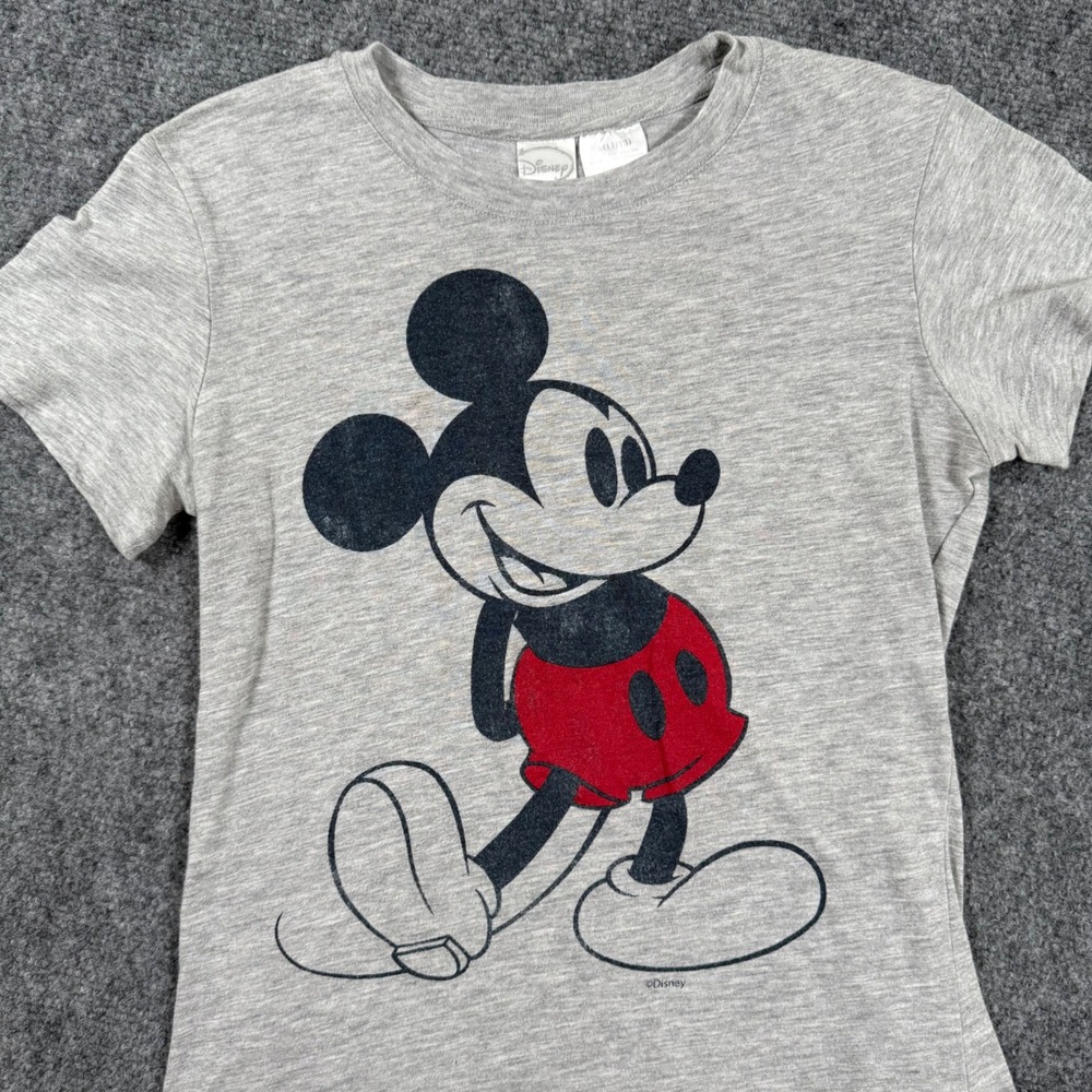 Disney Mickey Mouse Graphic T-Shirt Large (11/13) Gray Short Sleeve‎ Girl Kids